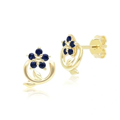 Image of Floral Vine Sapphire Stud Earrings in 9ct Yellow Gold