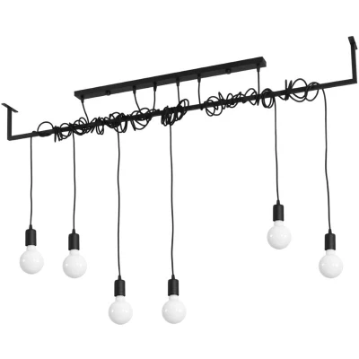Image of Salamanca Modern Straight Bar Pendant 6 Light Black E27