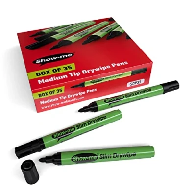 Image of Show me Black Drywipe Pens, Medium Tip, 35
