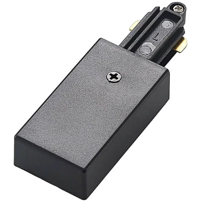 Image of Lindby Linaro end power feed, black, single circuit track lighting system