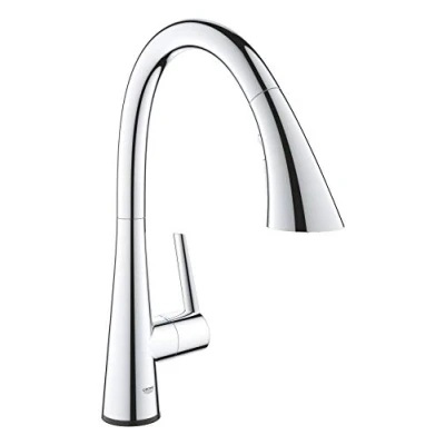 Image of GROHE Zedra Touch Kitchen Tap Single Lever Sink Mixer, High C Spout with Operation, Pull Out Comfort Shower Head and 3 Spray Options, 360 Swivel Range, Chrome Finish Water Saving 30219002