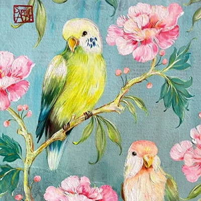 Image of 20 Napkins Birds in Colourful Paradise Animals Table Decoration 33 x cm