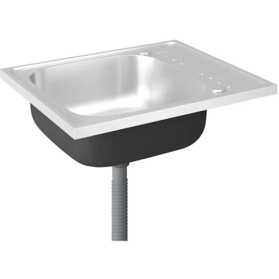 Image of vidaXL Kitchen Sink with Drainer Set Silver 600x500x155 mm Stainless Steel