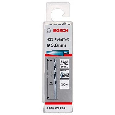 Image of Bosch Accessories Professional 10 Piece PointTeQ HSS Twist Drill Bit (for Metal, 3.8 x 43 75 mm, Driver Accessories)