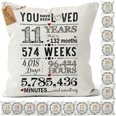 Image of CROWNLY CRYSTAL®(Double Sided) 11 Year Old Girl Gifts and Boy Cushion Covers 18x18 Inches 11th Birthday Decorations for Girls Pillowcover 45x45 cm Populer