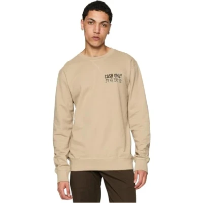 Image of Mister Tee Men&#039;s Cash Only Crewneck Sweatshirt, Darksand, XS