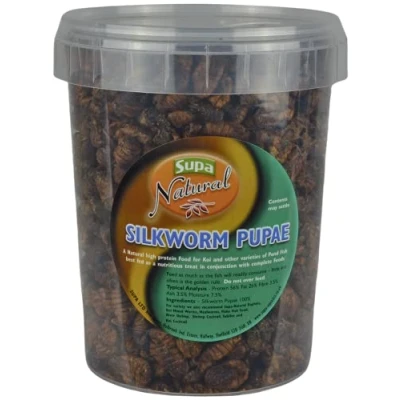 Image of Supa Natural Koi Silkworm Pupae, 1 Litre, A Highly Nutritious 100% Protein Rich Treat Food For And Other Pond Fish,