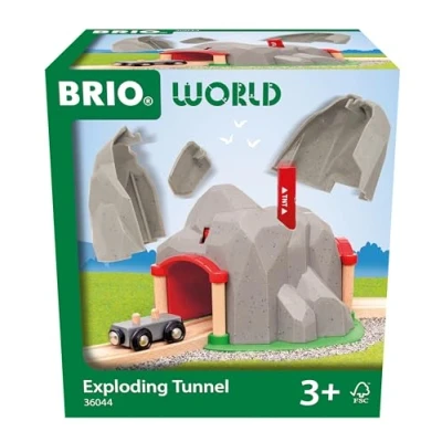 Image of BRIO World Exploding Train Track Tunnel, Wooden Railway Accessories and Adds On, Kids Age 3 Years Up