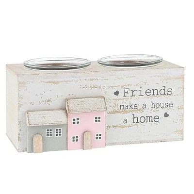 Image of Shudehill Giftware Love Lane Double Friends Tealight Holder 330026