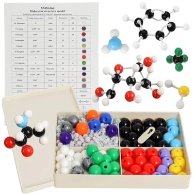 Image of Poweka Molecular Model Organic Inorganic Chemical Structure Kit 240 Units with Atom Links and Instruction Guide for Teachers Students Scientists