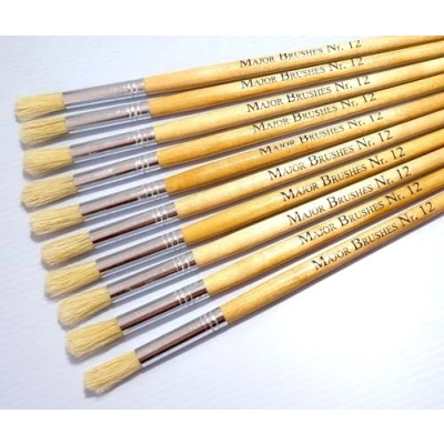 Image of Major Brushes Hog Bristle Long Round Size 12 Pack of 10