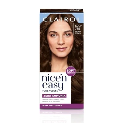 Image of CLAIROL NICE&#039;N EASY TONE+GLOSS SEMI PERMANENT HAIR DYE 500/765 MEDIUM BROWN