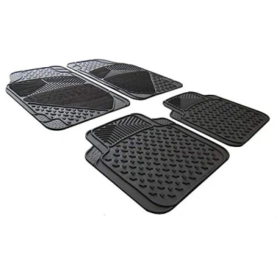 Image of Xtremeauto Waterproof Black Rubber And Carpet Front &amp; Rear Floor Non Slip Mats Zeo, Twingo, Clio, Megane, Kadjar, Koleos, Captur, Scenic