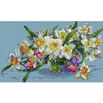 Image of Merejka Daffodil Counted Cross Stitch Kit, Cotton, Multi Colour, 49 x 30 cm