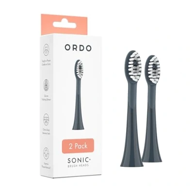 Image of Ordo Replacement Sonic Electric Toothbrush Heads for Teeth Cleaning Plaque Removal Silicone Polishing Deep Clean Bristles Adults Pack of 2 Charcoal Grey