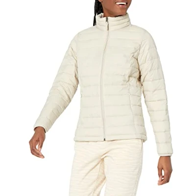 Image of Amazon Essentials Women&#039;s Lightweight Long Sleeved, Water Resistant, Packable Puffer Jacket (Available in Plus Size), Stone, XXL