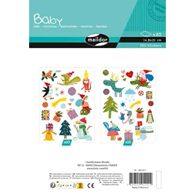 Image of Maildor AE222C A bag of Baby stickers Contains 6 sheets Christmas motifs 14.8 x 21 cm