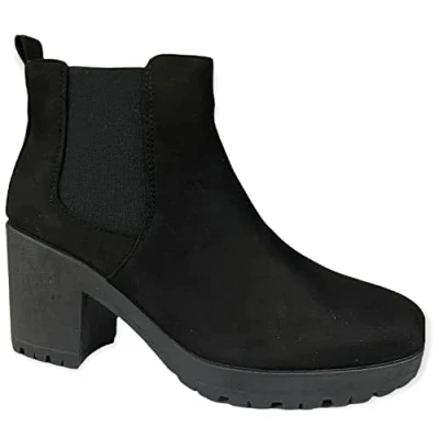 Image of sole london Womens Platform Ankle Chelsea Block Chunky HIGH Heel Ladies Shoes Boots Size 3 8