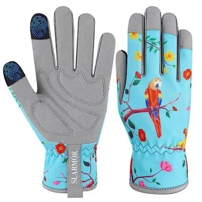Image of Gardening Gloves for Women,Comfortable Flexible Ladies Garden Working Gloves,Microfiber Leather Gloves,Garden Glove Work Gardener and Farmer,Ladies Yard