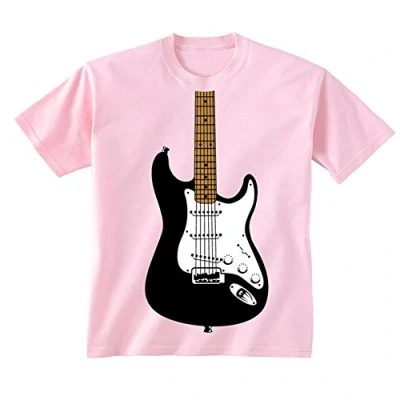 Image of Youth Kids Childrens Electric Guitar Image T Shirt Pink 7 8 Years (M)
