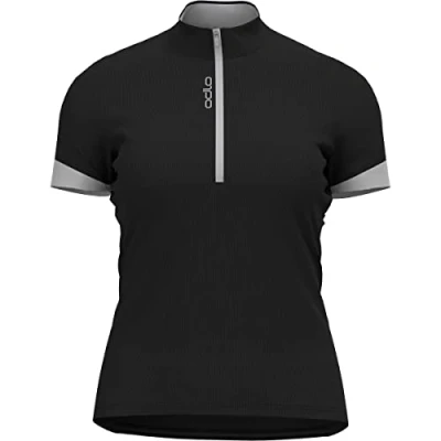 Image of ODLO Essential 1/2 ZIP Cycling Jersey, Women&#039;s, Size: 4 6, Black/odlo silver grey