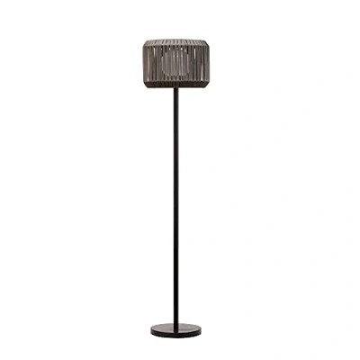 Image of Pauleen 48179 Sunshine Elegance Solar Floor Lamp for Balcony or Garden, Black, Grey, Outdoor Lighting, Plastic, Rattan, Metal, 3000 K