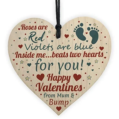 Image of RED OCEAN Valentines Gift For Him Boyfriend Husband Wooden Heart Daddy To Be Gifts From Bump Keepsake Plaque