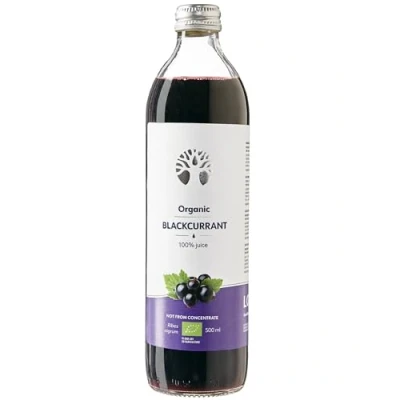 Image of LOOV Organic Blackcurrant Juice, 500 ml, Cold Pressed from Fresh Blackcurrants, Not Concentrate, Pure no Added Sugar, Water Added, High in Antioxidants and Vitamin C