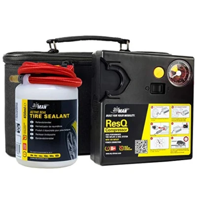 Image of AirMan ResQ Emergancy tyre repair Kit, with easy valve through punture selant, Air Compressor, suitable for all car makes and models