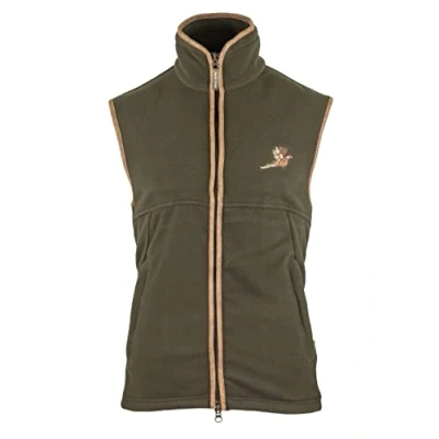 Image of JACK PYKE Mens Countryman Thermal Fleece Gilet Pheasant Motif Dark Olive XXX Large