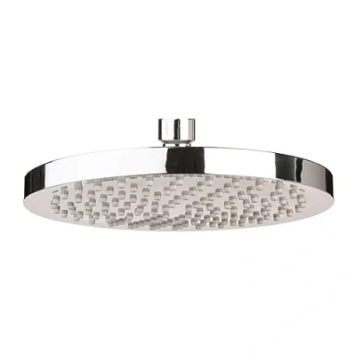 Image of Croydex 8 Inch Round Rainfall Shower Head Chrome Plated &amp; Adjustable Angle Powerful High Pressure Overhead Spray Universal Connection for Modern Luxury Bathroom Finish Easy Installation