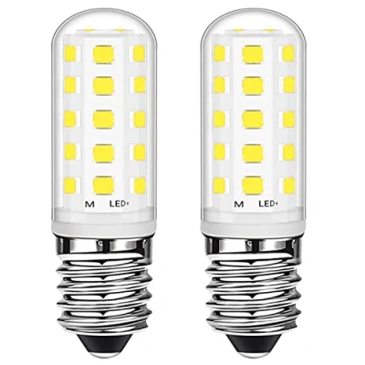 Image of E14 LED Bulb 3W Cool White 6000K 28W 33W Halogen Equivalent Energy Saving, Small Edison Screw (SES) Light Bulbs 360LM for Freezer Cooker Hood Sewing Machine, AC220 240V, 2 Pack