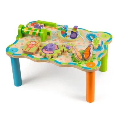 Image of Melissa &amp; Doug Jungle Activity Table Baby Play Wooden Toy 3+ Gift for Boy or Girl