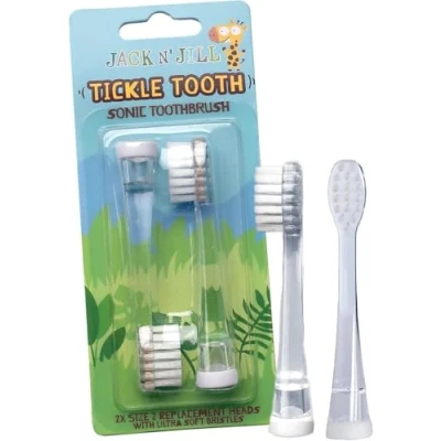 Image of Jack N&#039; Jill Tickle Tooth Sonic Toothbrush Replacement Heads Extra Soft Bristles for Gentle Cleaning, Easily Attaches to Electric Toothbrush, Kids Heads, Pack of 2