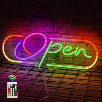 Image of Looklight Open Neon Signs Led Sign for Business Adjustable Brightness Lights Store Restaurant Market Hotel Bar Party, with Remote Control