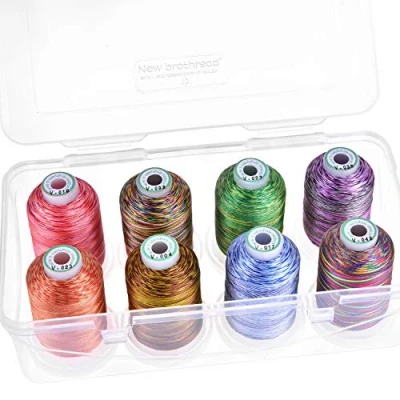 Image of New brothread 15 Options 8 Snap Spools of 1000m Each Polyester Machine Embroidery Thread with Clear Plastic Storage Box for &amp; Quilting Variegated Colour1