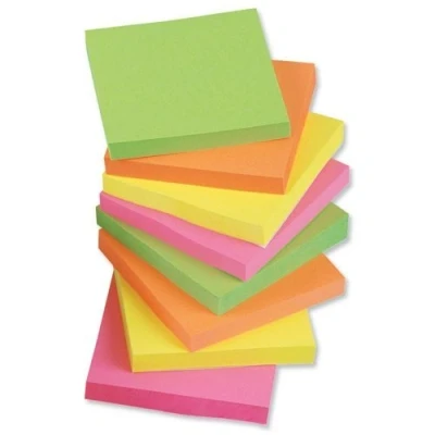Image of 5 Star Re Move Notes Repositionable Neon Pad of 100 Sheets 76x76mm Assorted [Pack 12]