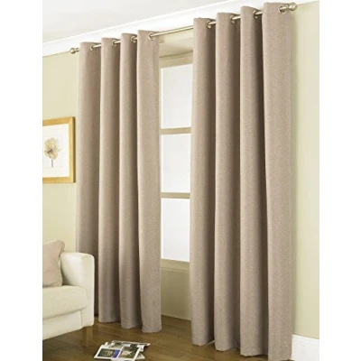 Image of COUNTRY CLUB Thermal Blackout Eyelet Curtains 46&quot; X 54&quot; Linea Latte