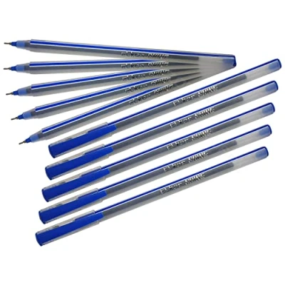 Image of ELKOS BLUE Ballpoint Pens, 0.7mm Fine Point, Pack of 10, Shine DF Ball Smooth Writing, School Office Home Everyday ZOFAX Black Pen