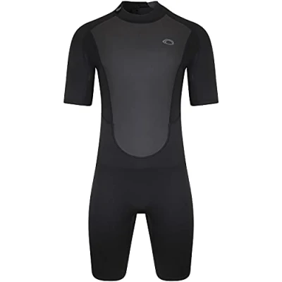 Image of Typhoon Mens Storm3 3/2mm Back Zip Shorty Wetsuit Black Graphite Easy Stretch Flatlock seam construction Size L