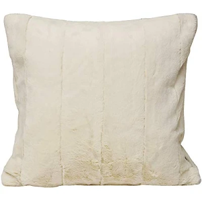 Image of Empress Large Square Cushion Cover Cream Super Soft Faux Fur Reversible Zip Closure Machine Washable 100% Polyester 55 x 55cm (22&quot; 22&quot; inches) Made by Riva Paoletti