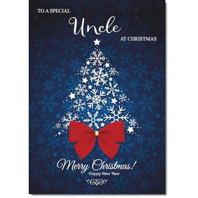 Image of doodlecards Uncle Christmas Card Blue Abstract Tree Medium Size for with Plain Envelope