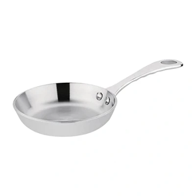 Image of Vogue Tri Wall Mini Frying Pan 10 cm/120 ml, Stainless Steel &amp; Aluminium, Induction Compatible Pan, Suitable for all Cooking Surfaces, Dishwasher Safe, GG027