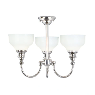 Image of Cheadle 3 Light Bathroom Chandelier Pendant Polished Chrome IP44, G9
