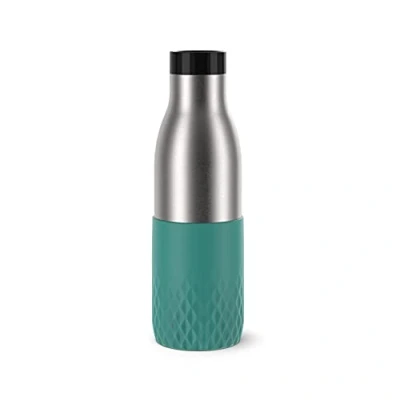 Image of Emsa N31106 Bludrop Sleeve Drinking Bottle, 0.5 litres, 100% Leak Proof, Quick Press Closure, Ergonomic 360 Enjoyment, 12 Hours Warm, 24 Hours, Dishwasher Safe, Stainless Steel, Petrol