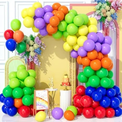 Image of Teselife 143Pcs Rainbow Balloon Arch Kit, Latex Assorted Colour Gender Multicolour Balloons Garland Kit for Birthday Baby Shower Wedding Anniversary Carnival Party Decorations Supplies