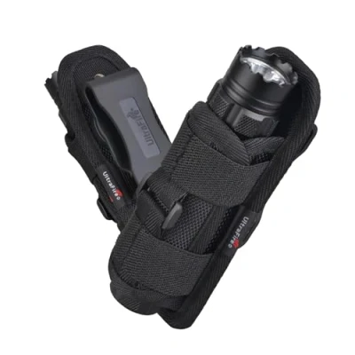 Image of ULTRAFIRE Flashlight Holster for Duty Belt, Rotatable Torch Pouch Nylon Case with Belt Clip, 2PCS