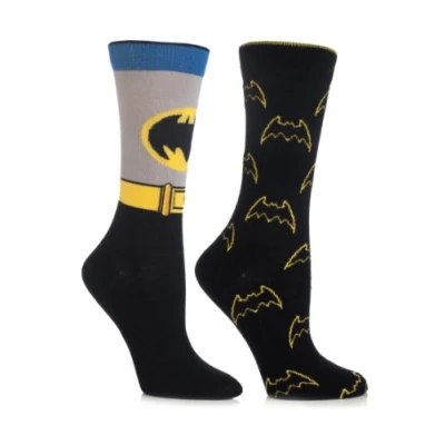 Image of 2 Pair Assorted DC Comics Mix Batman Socks Boys 12.5 3.5 Kids (8 12 Years) Film &amp; TV Characters