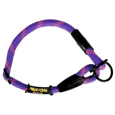 Image of Martingale Dog Collars, Choke Collar for Small Medium Large Dogs. Half Collar. Effective No Pull. Adjustable Nylon Round. Made in Spain. Violet with Pink