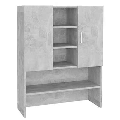 Image of vidaXL Washing Machine Cabinet Dryer Accessories Bathroom Washroom Laundry Room Furniture Washer Cupboard Storage Rack Concrete Grey